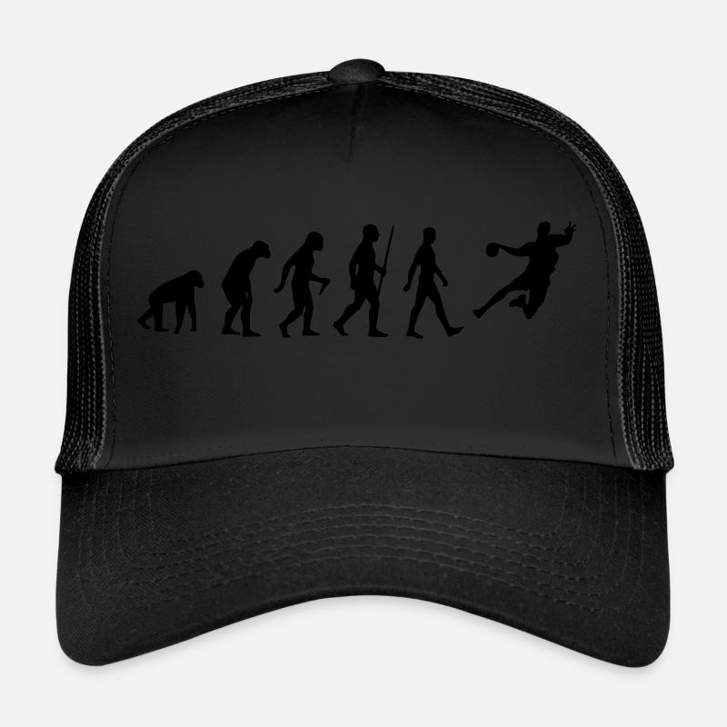 Evolution - Handball, Sport, Spieler, Handballer - Trucker Cap - Schwarz/Schwarz