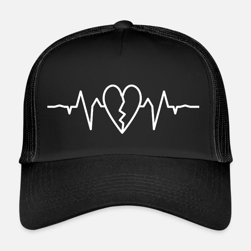 Heart ekg white Trucker Cap