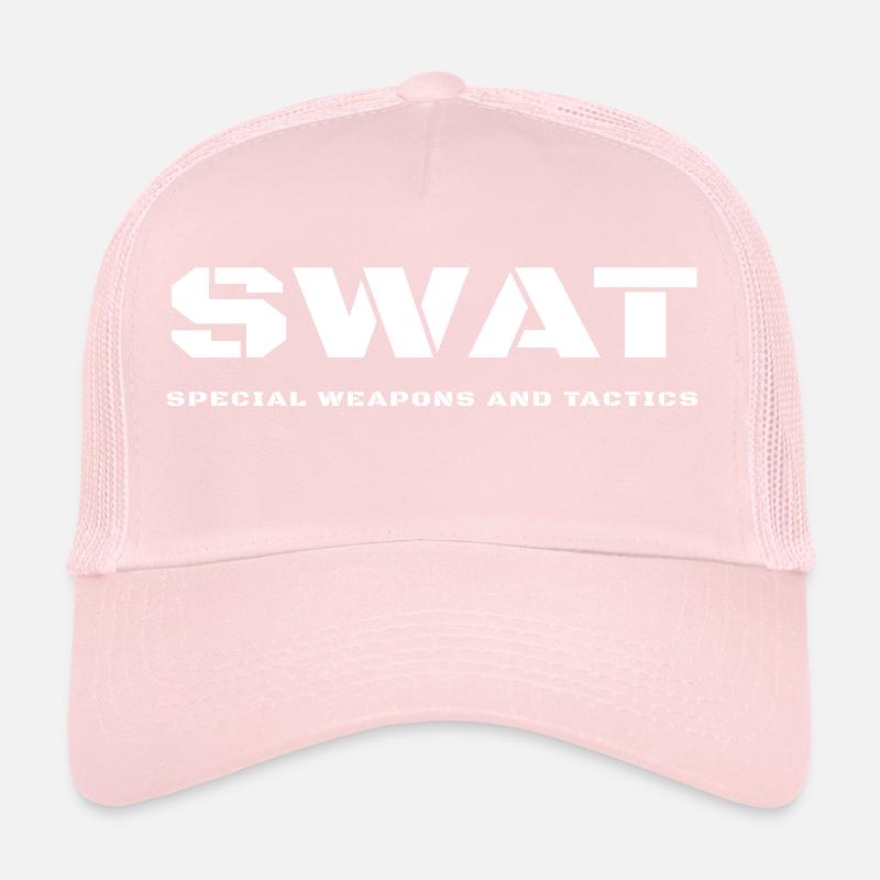 SWAT Special Weapons And Tactics Stencil Text Trucker Cap