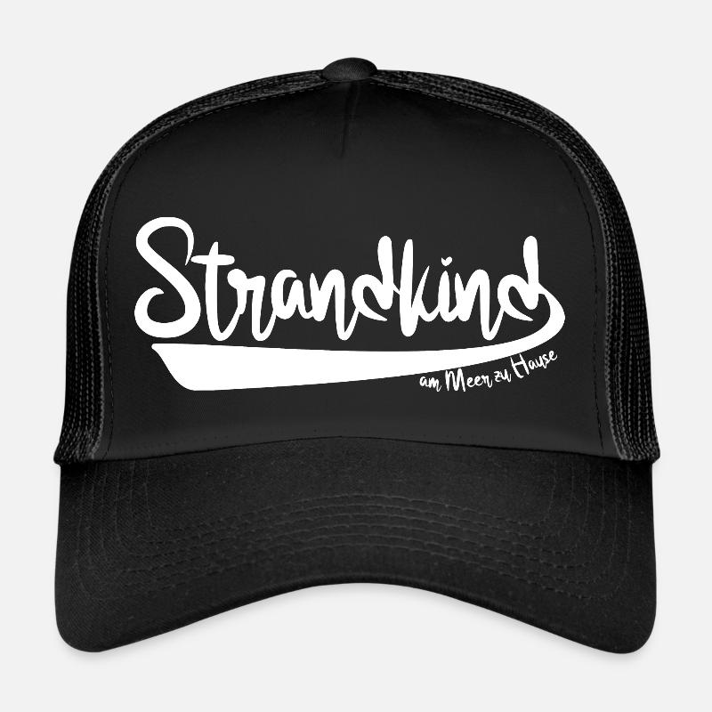AM MEER ZU HAUSE ❤ Strandkind - Trucker Cap - Schwarz/Schwarz