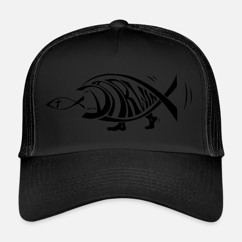 Darwin Fish Eating Jesus Fish Funny Evolution Trucker Cap