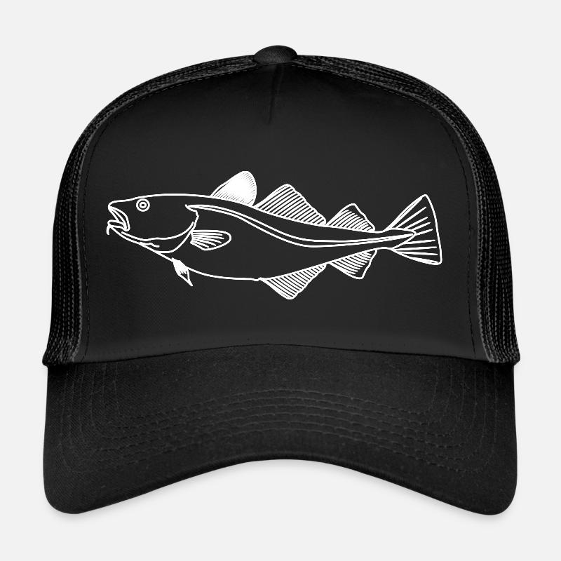 Dorsch Geschenk Geburt Baby Kind Angler - Trucker Cap - Schwarz/Schwarz