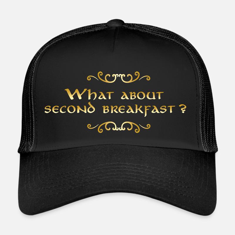 Was über second breakfast golden - Trucker Cap - Schwarz/Schwarz