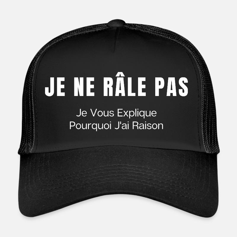 je ne râle pas je vous explique - Casquette trucker  - noir/noir