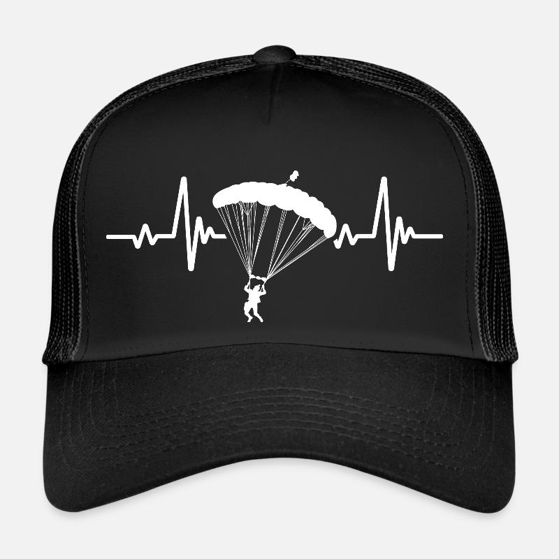 Fallschirmspringen Herzschlag Fallschirmsprung - Trucker Cap - Schwarz/Schwarz