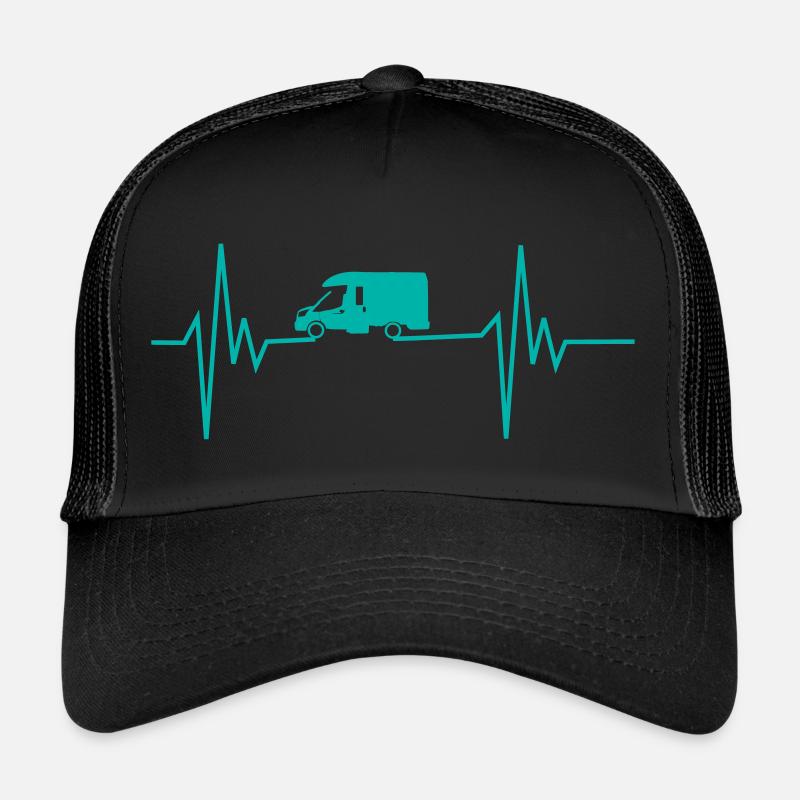 Herzschlag Wohnmobil - Trucker Cap - Schwarz/Schwarz