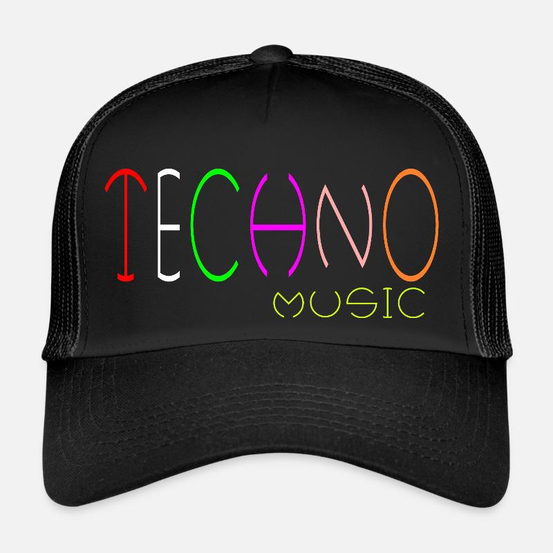 musique techno - Casquette trucker  - noir/noir