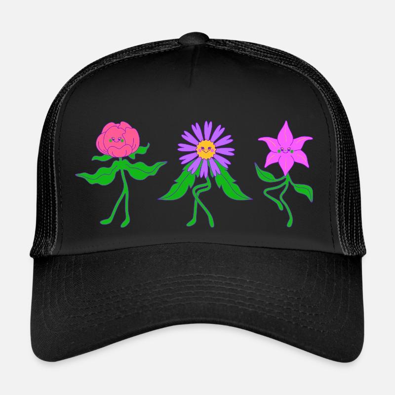 Dancing Flower - Trucker Cap - Schwarz/Schwarz