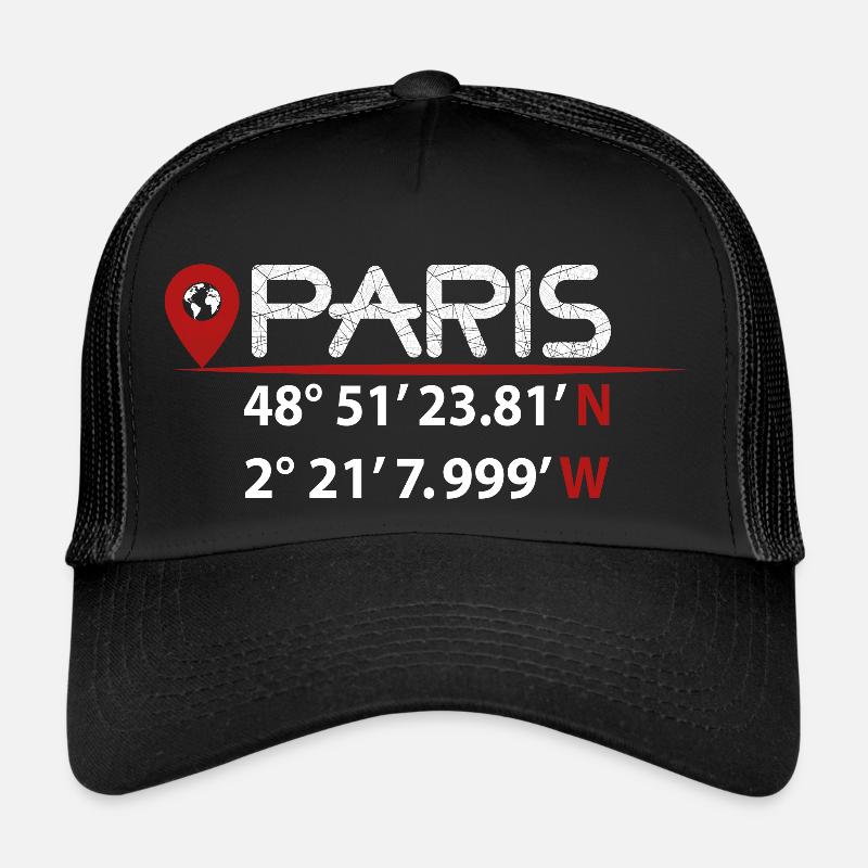 Coordonnées GPS de PARIS Casquette trucker 