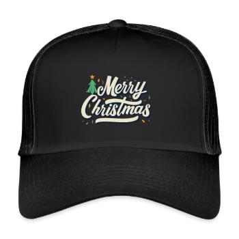 "Merry Christmas" Weihnachtsstimmung zum Tragen - Trucker Cap - Schwarz/Schwarz - Vorne