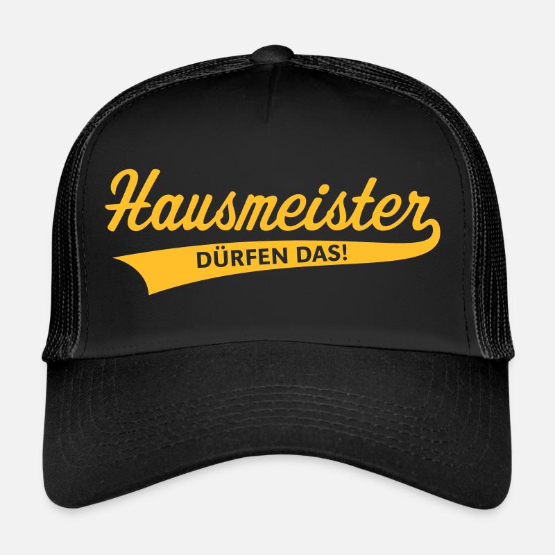 Hausmeister Dürfen Das! (Facility Manager / White) - Trucker Cap - Schwarz/Schwarz