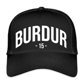 Burdur 15 Türkei Turkiye TR Geschenk Urlaub - Trucker Cap - Schwarz/Schwarz - Vorne