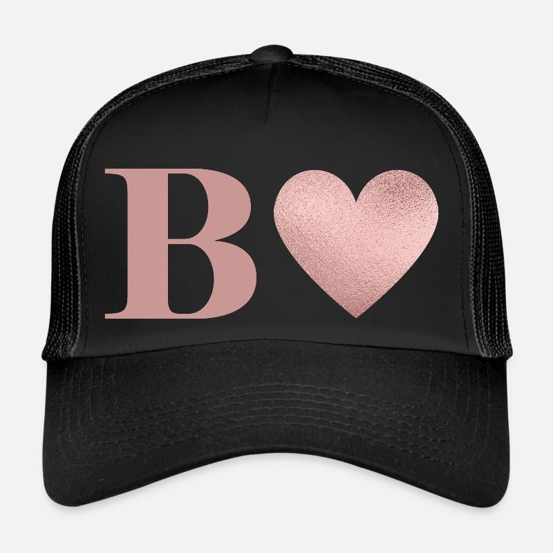 Buchstabe b Herz roségold Trucker Cap