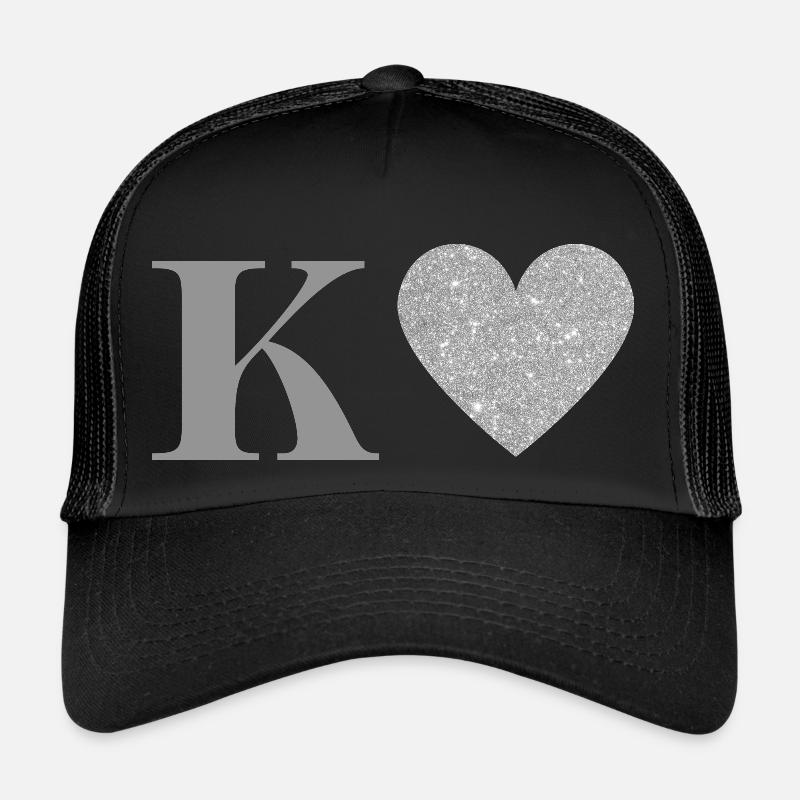 Silbernes Herz Buchstabe k Trucker Cap