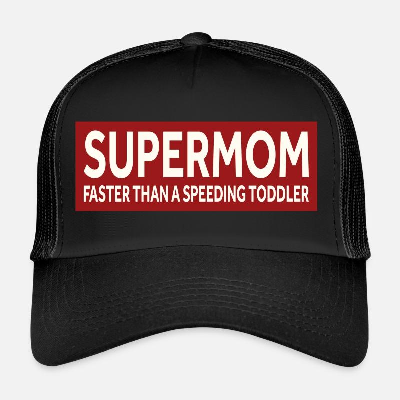 SUPERMOM - PLUS RAPIDE QU’UN BAMBIN QUI ROULE À GRANDE VITESSE - Casquette trucker  - noir/noir