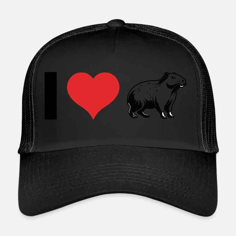 I love Capybara - Pet Design - Trucker Cap - Schwarz/Schwarz