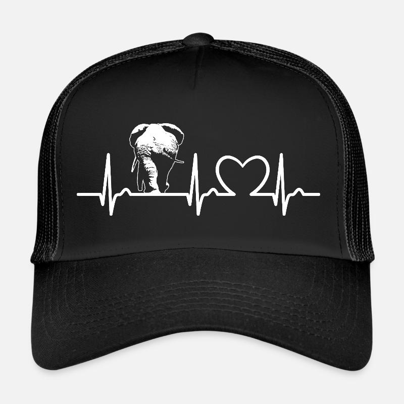 Courbe ECG Éléphant - Courbe Cardiaque - Pouls Casquette trucker 