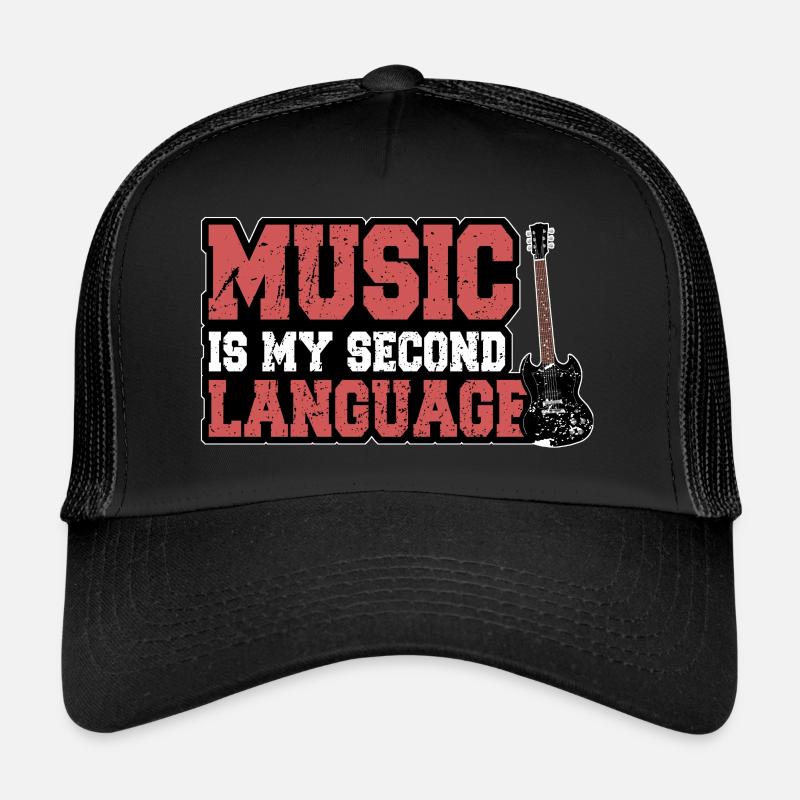 Musik Gitarre - Trucker Cap - Schwarz/Schwarz