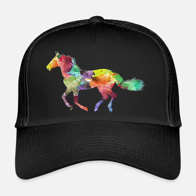 Pferd - Trucker Cap - Schwarz/Schwarz