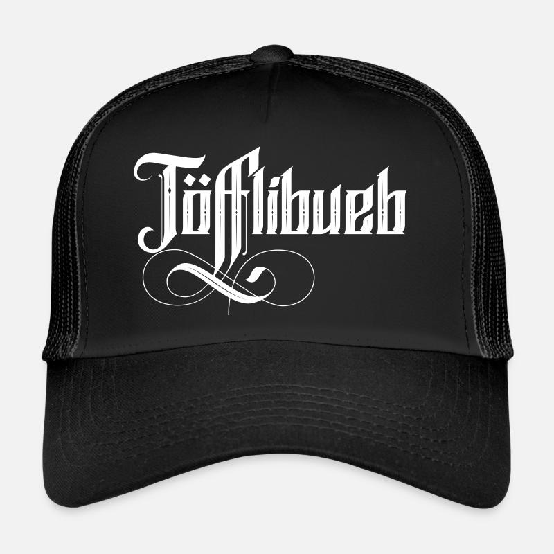 Töfflibueb für Schweizer Motorradfahrer - Trucker Cap - Schwarz/Schwarz