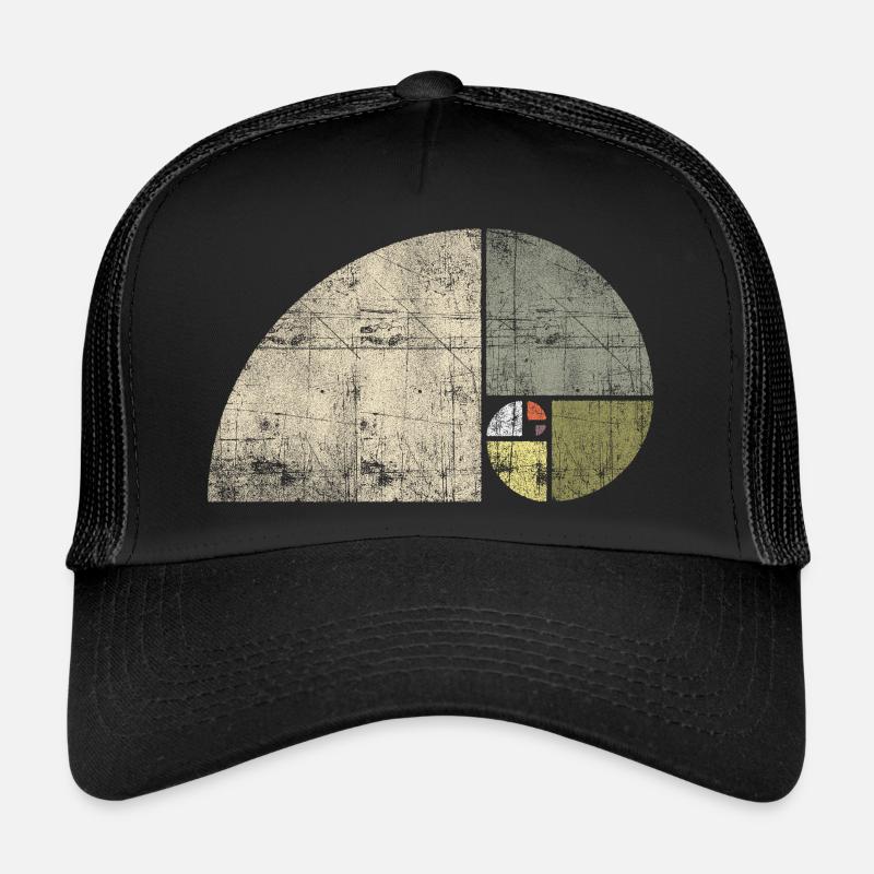 Distressed Fibonacci Spiral - Trucker Cap - black/black