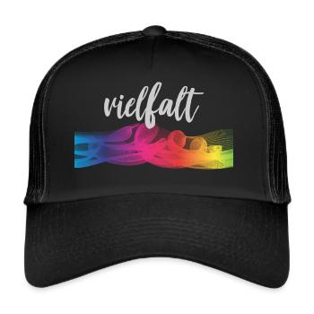 Regenbogen Akzeptanz Toleranz Gleichberechtigung - Trucker Cap - Schwarz/Schwarz - Vorne