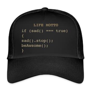 Devise de la vie informatique des développeurs - Casquette trucker  - noir/noir - Devant