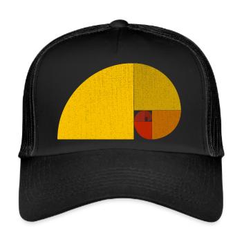 Heilige Geometrie Fibonacci, Goldene Spirale - Trucker Cap - Schwarz/Schwarz - Vorne