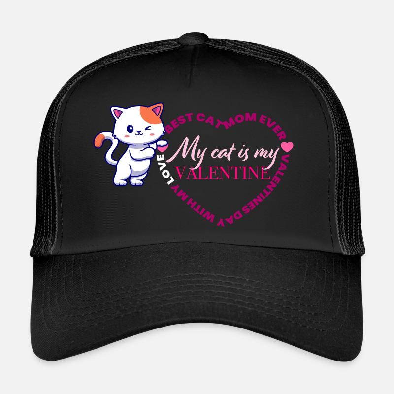 Valentine's Cat Trucker Cap