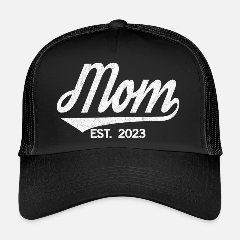 2023, Mama zu werden, Schwangerschaftsankündigung - Trucker Cap - Schwarz/Schwarz