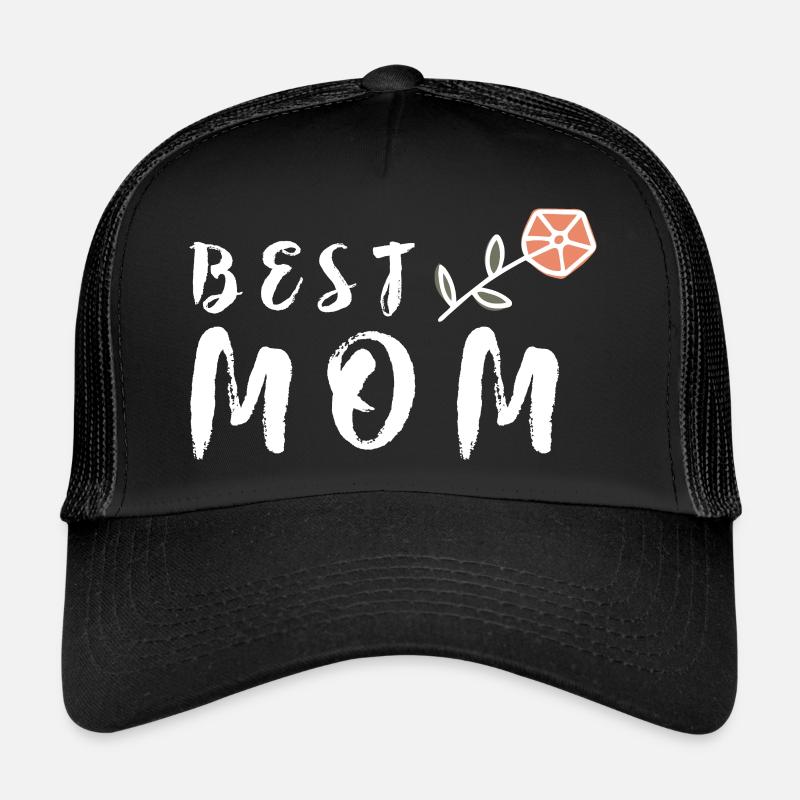 Best Mom Muttertag Beste Mama Geschenk Blume - Trucker Cap - Schwarz/Schwarz