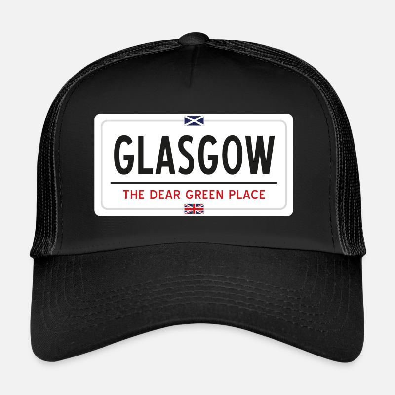 Glasgow Place Name Sign - Trucker Cap - black/black
