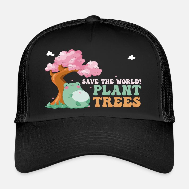 Save the World, Plant Trees - Cute Frog - Arbor Trucker Cap