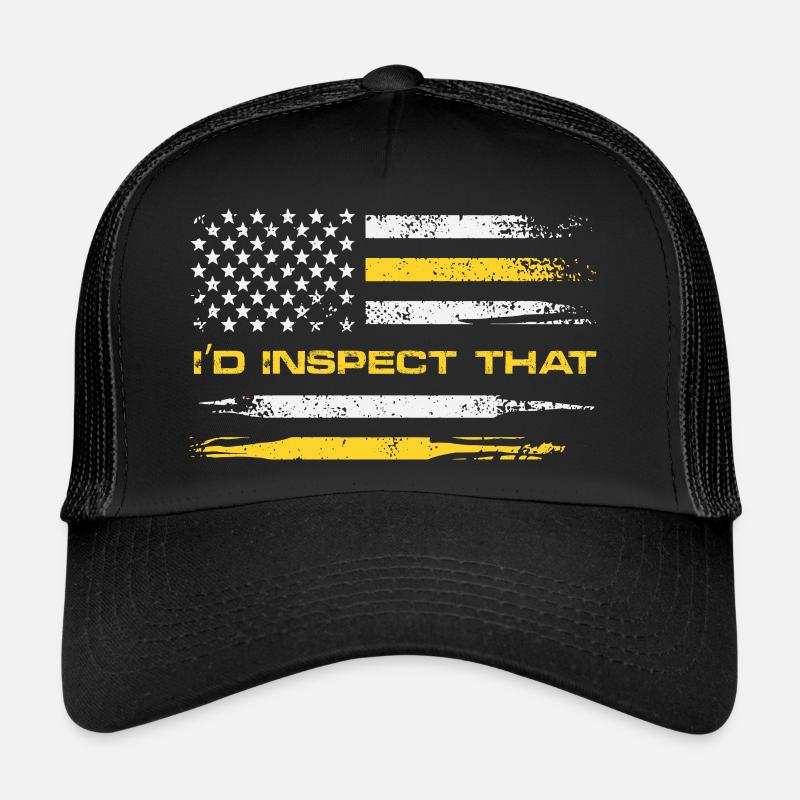 I'd Inspect That Usa Flag Frontier Guard Border Trucker Cap