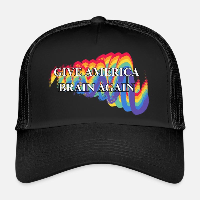 Give America Brain Again Rainbow LGBTQ Trucker Cap