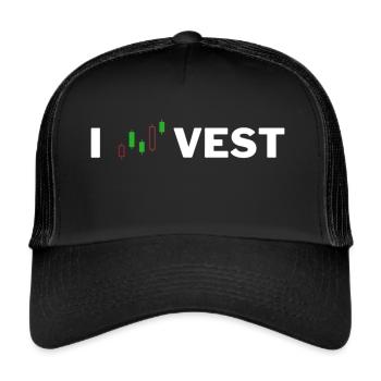 Invest - Börsen Design - Trucker Cap - Schwarz/Schwarz - Vorne