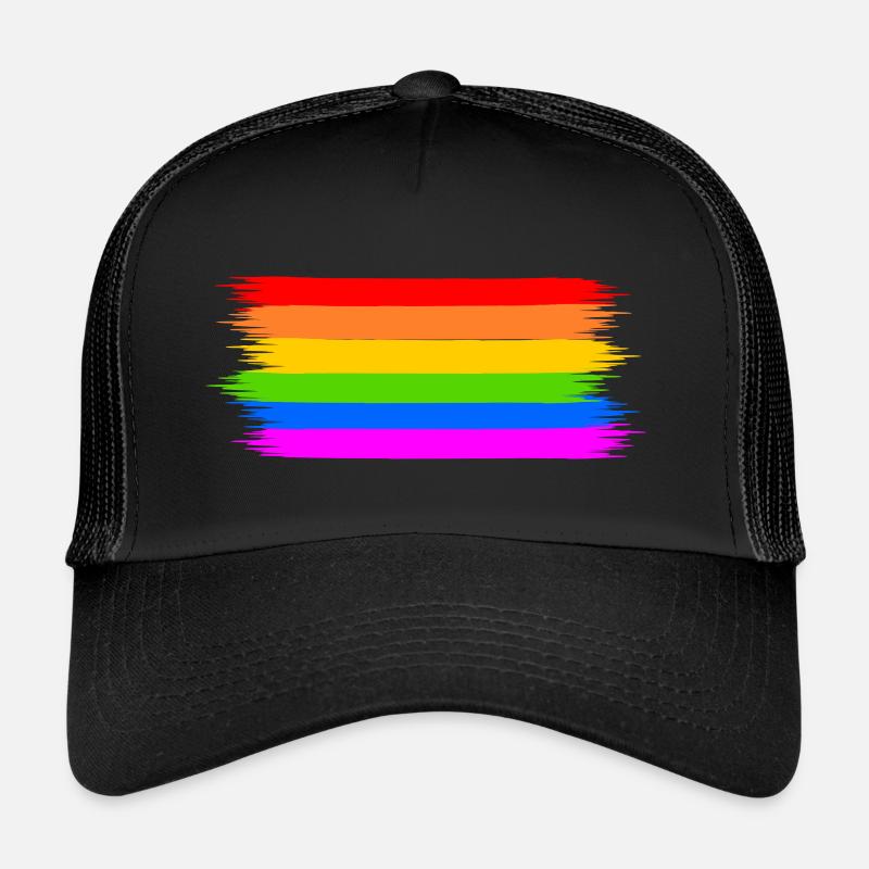 Regenbogen Regenbogenfahne - Trucker Cap - Schwarz/Schwarz