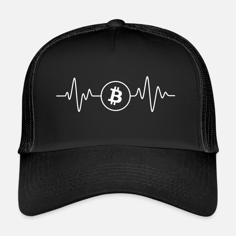 Herzschlag Bitcoin Kryptowährung - Trucker Cap - Schwarz/Schwarz