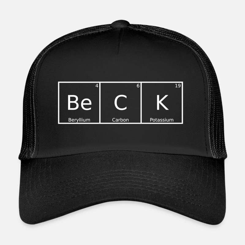 Beck Name First Name Chemistry Periodic Table Elements Trucker Cap