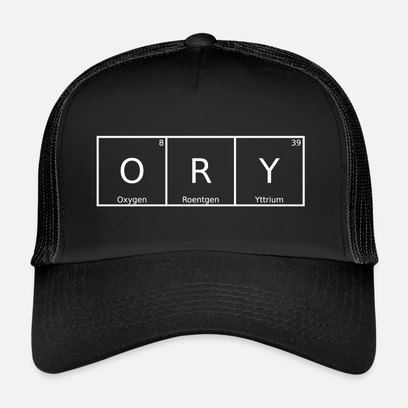 Ory Name First Name Chemistry Periodic Table Elements - Trucker Cap - black/black