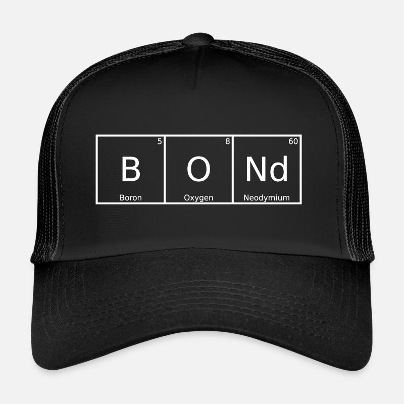 Bond Name Vorname Chemie Periodensystem Elemente - Trucker Cap - Schwarz/Schwarz