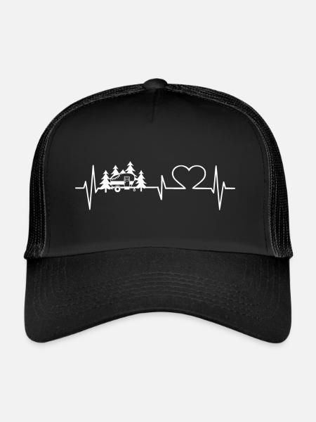 Heartbeat Camping Caravan ECG Frequency Camper - Trucker Cap - black/black - Front