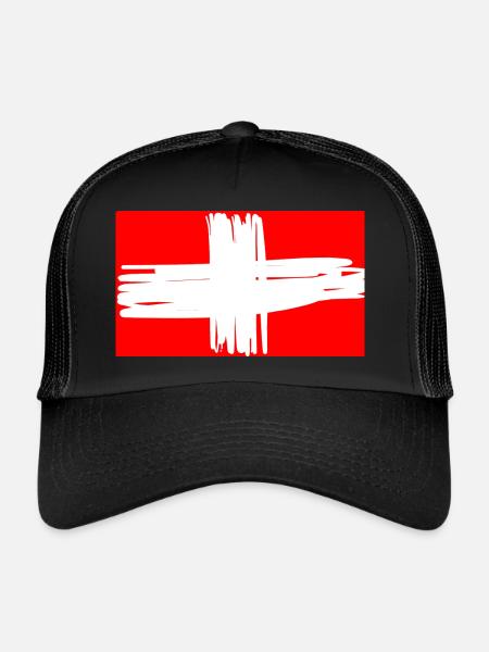 Schweizer Fahne - Trucker Cap - Schwarz/Schwarz