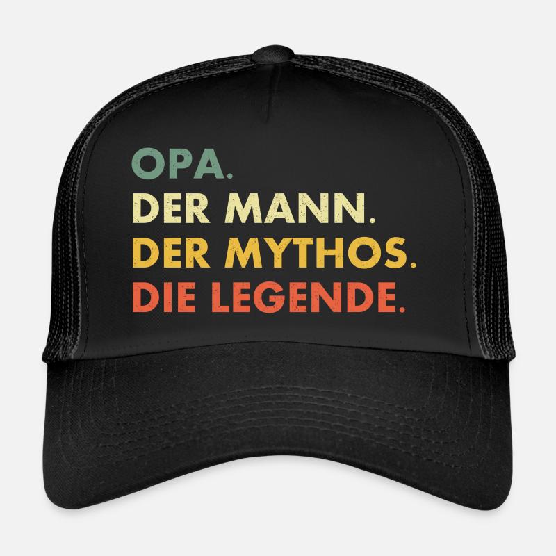 Opa der Mann der Mythos die Legende - Trucker Cap - Schwarz/Schwarz