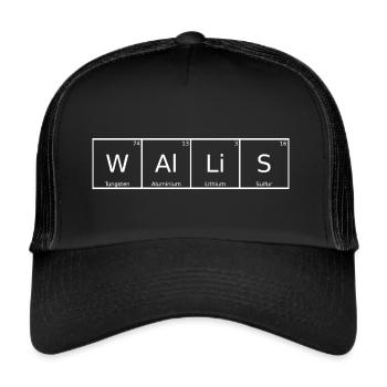 Wallis Name Vorname Chemie Periodensystem Elemente - Trucker Cap - Schwarz/Schwarz - Vorne