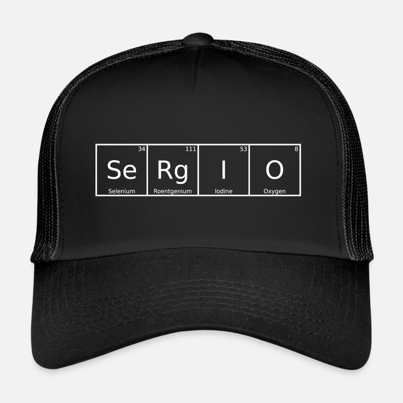 Sergio Nom Prénom Chimie Éléments du tableau périodique Casquette trucker 