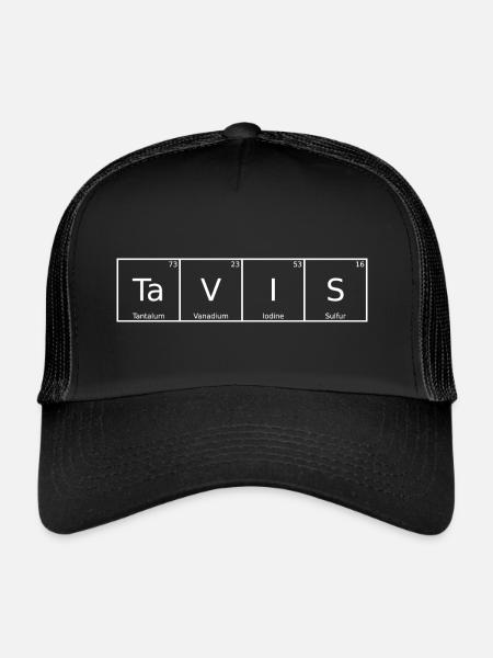 Tavis Nom Prénom Chimie Éléments du tableau périodique - Casquette trucker  - noir/noir - Devant