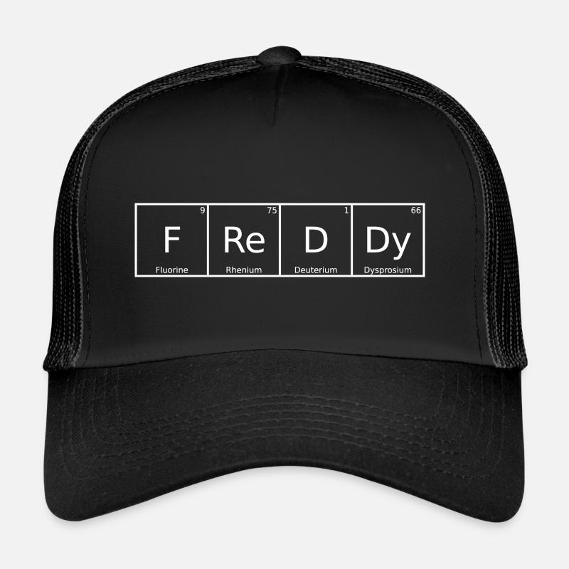 Freddy Nom Prénom Chimie Éléments du tableau périodique Casquette trucker 