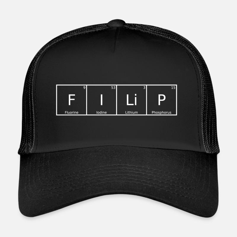 Filip Nom Prénom Chimie Éléments du tableau périodique Casquette trucker 
