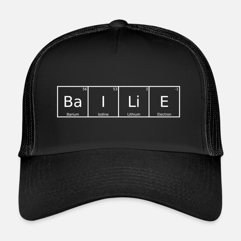 Bailie Nom Prénom Chimie Tableau périodique Éléments Casquette trucker 